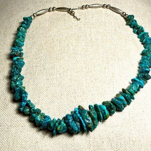 Real Turquoise and silver beaded necklace